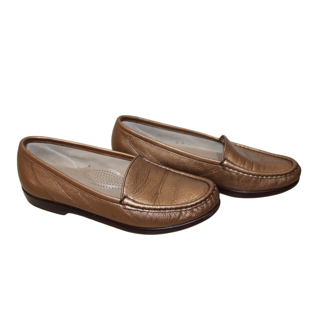 SAS Women's‎ Simplify Moc Toe Loafers Metallic Bronze 7 Leather Casual Walking